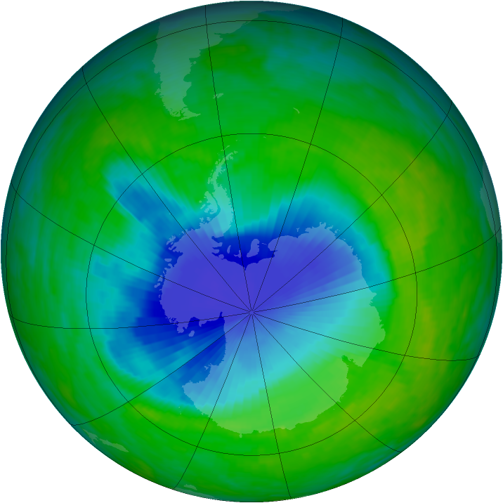 Antarctic ozone map for 01 December 1992